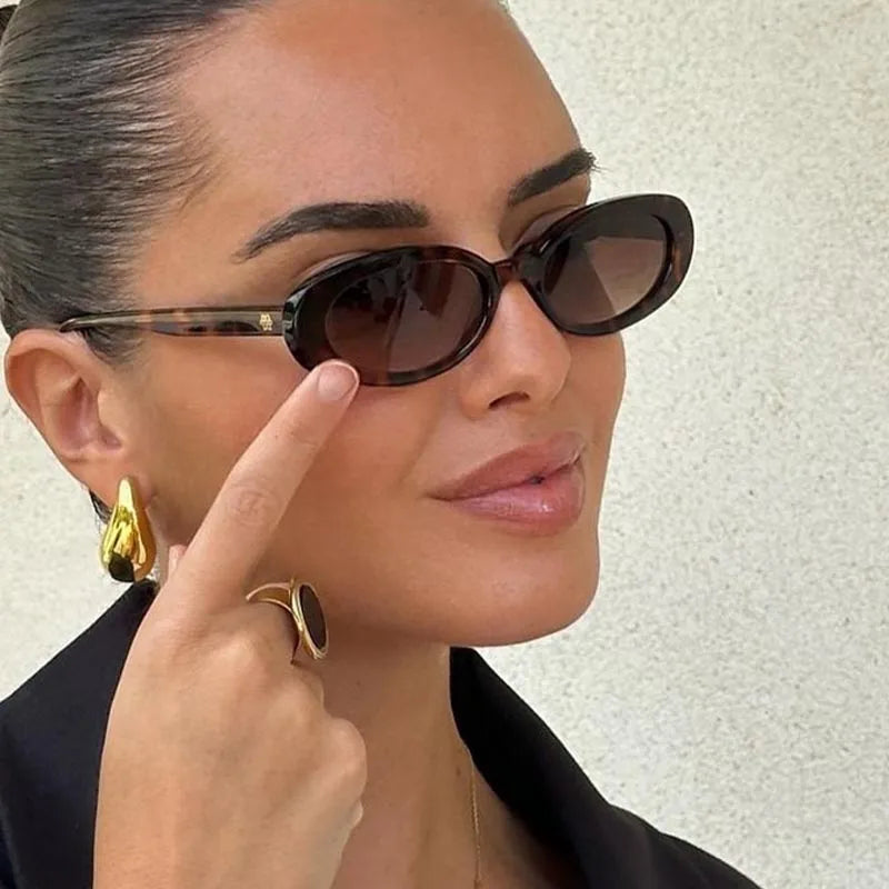 Small Retro Oval Cat-Eye Sunglasses