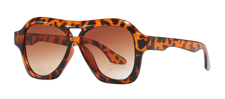 Oversized Double-Bridge Pilot Sunglasses