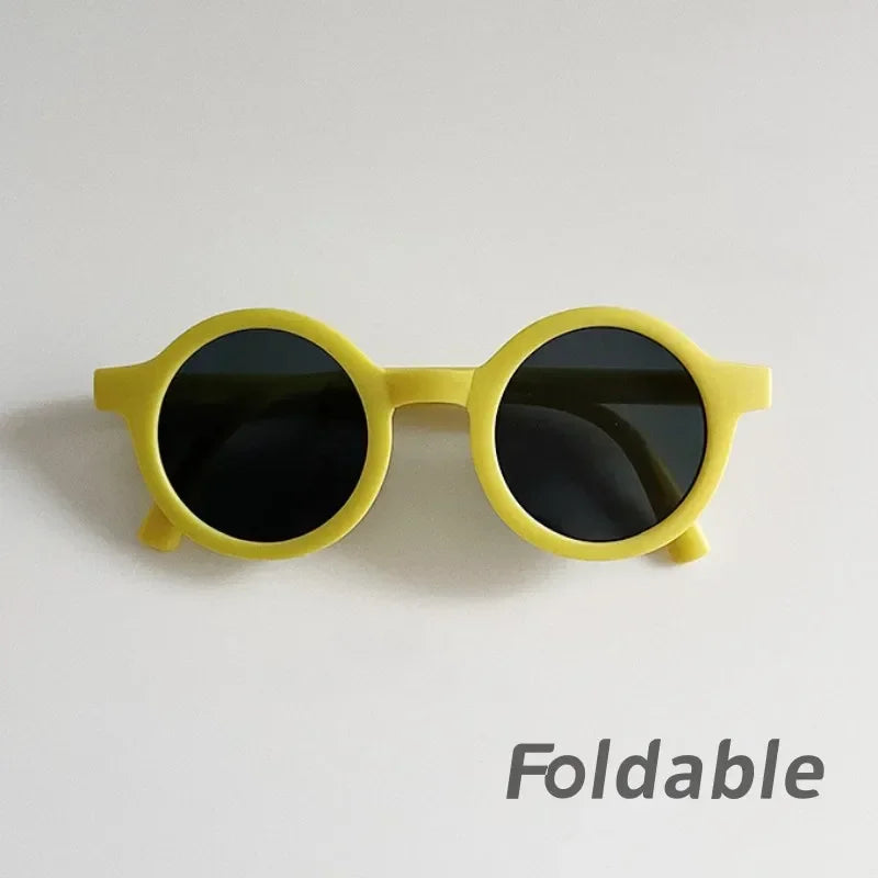 Foldable Kids’ Oval UV400 Sunglasses-Yellow