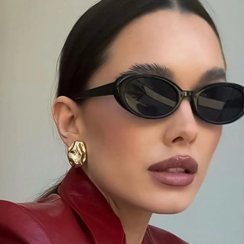 Small Retro Oval Cat-Eye Sunglasses