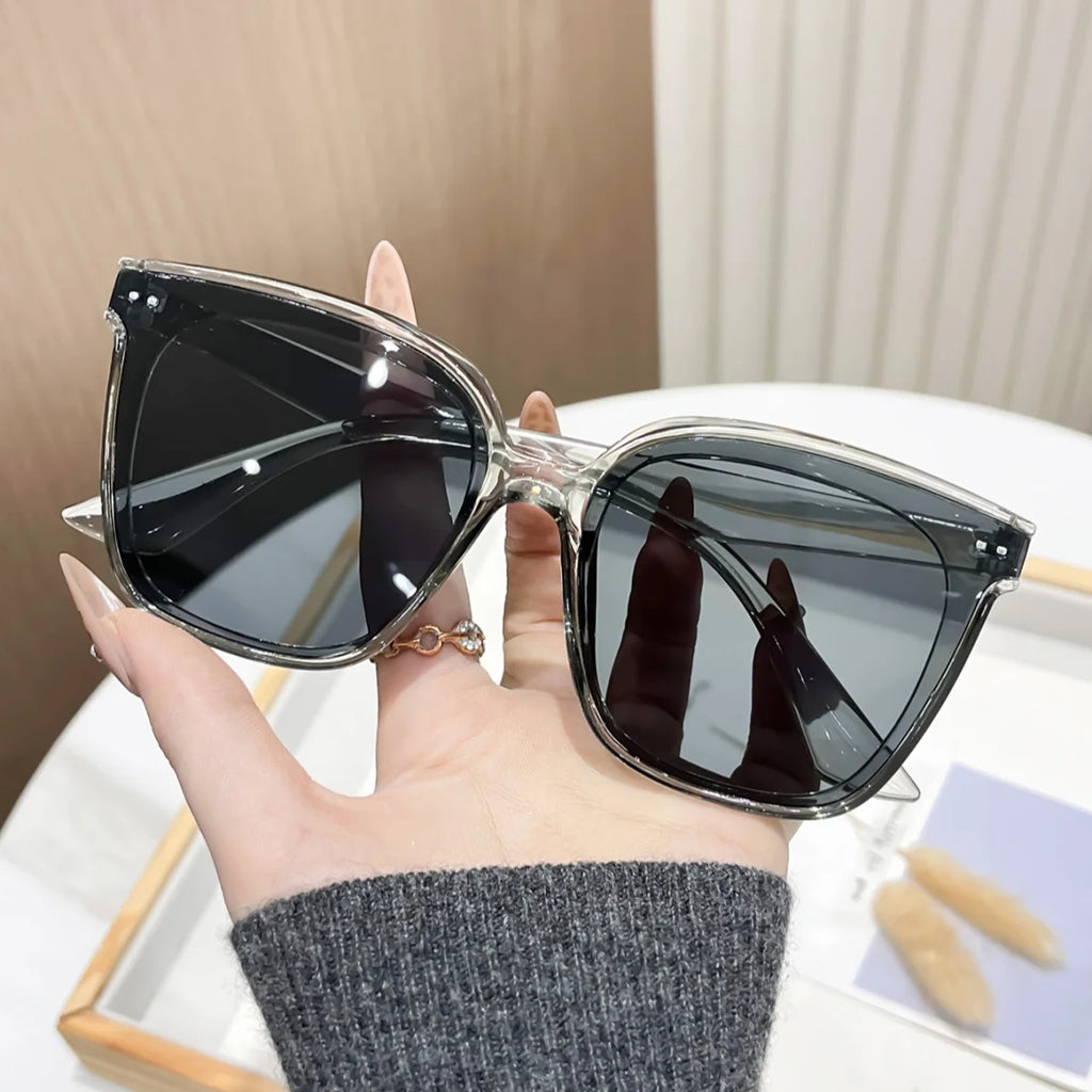 Retro Square Anti-Reflective UV400 Sunglasses-Black/Clear