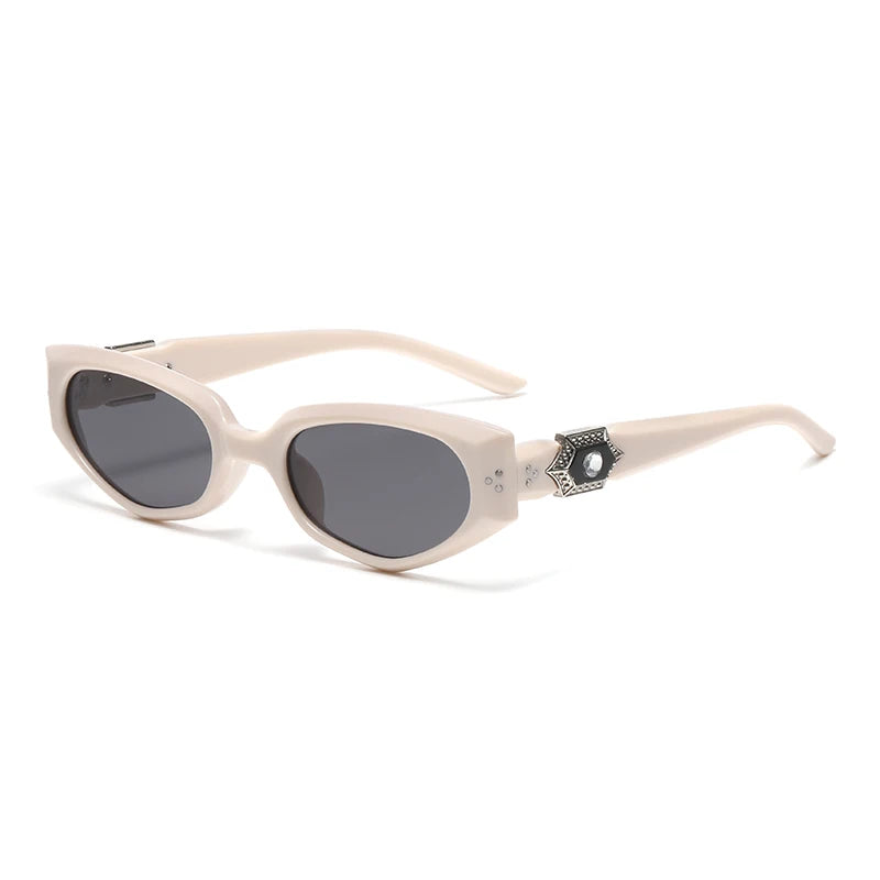 Diamond-Detail Slim Cat-Eye Sunglasses