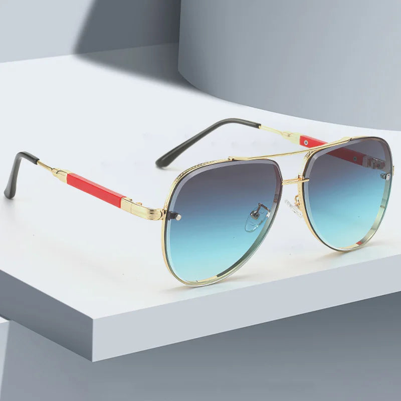 Gold-Trim Square Sunglasses