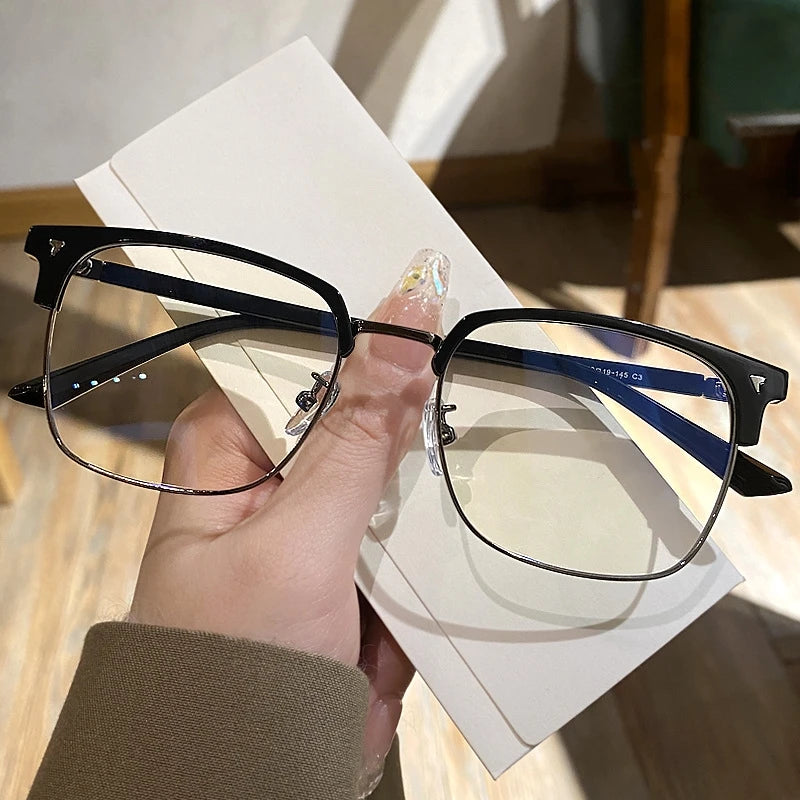 Retro Half-Frame Blue-Light Glasses