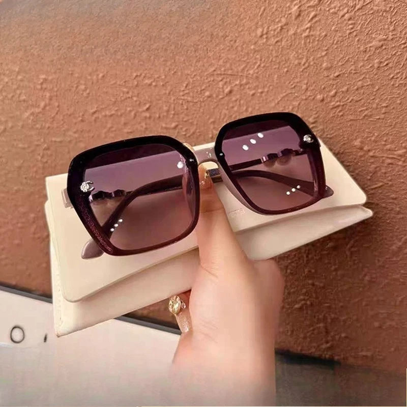 Oversized Square Sunglasses with Pearl Detail