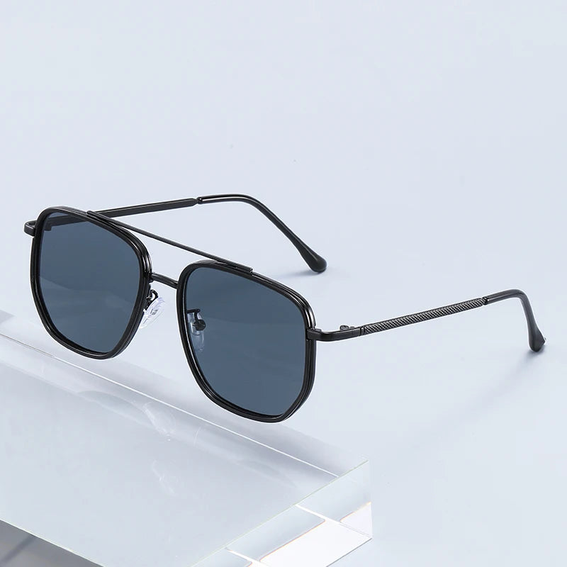 Retro Double-Bar Square Sunglasses