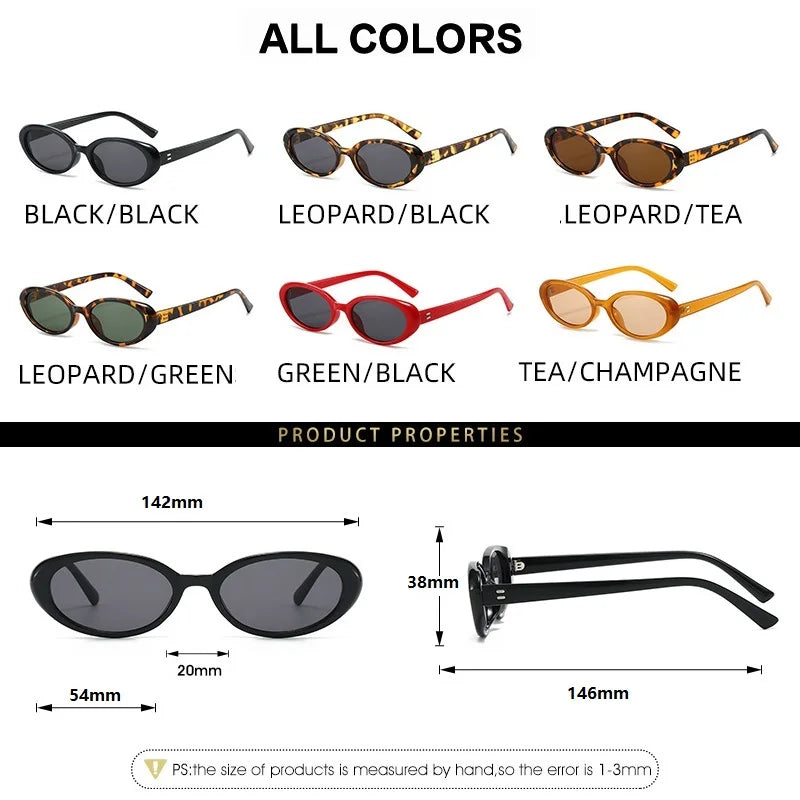 Small Retro Oval Cat-Eye Sunglasses