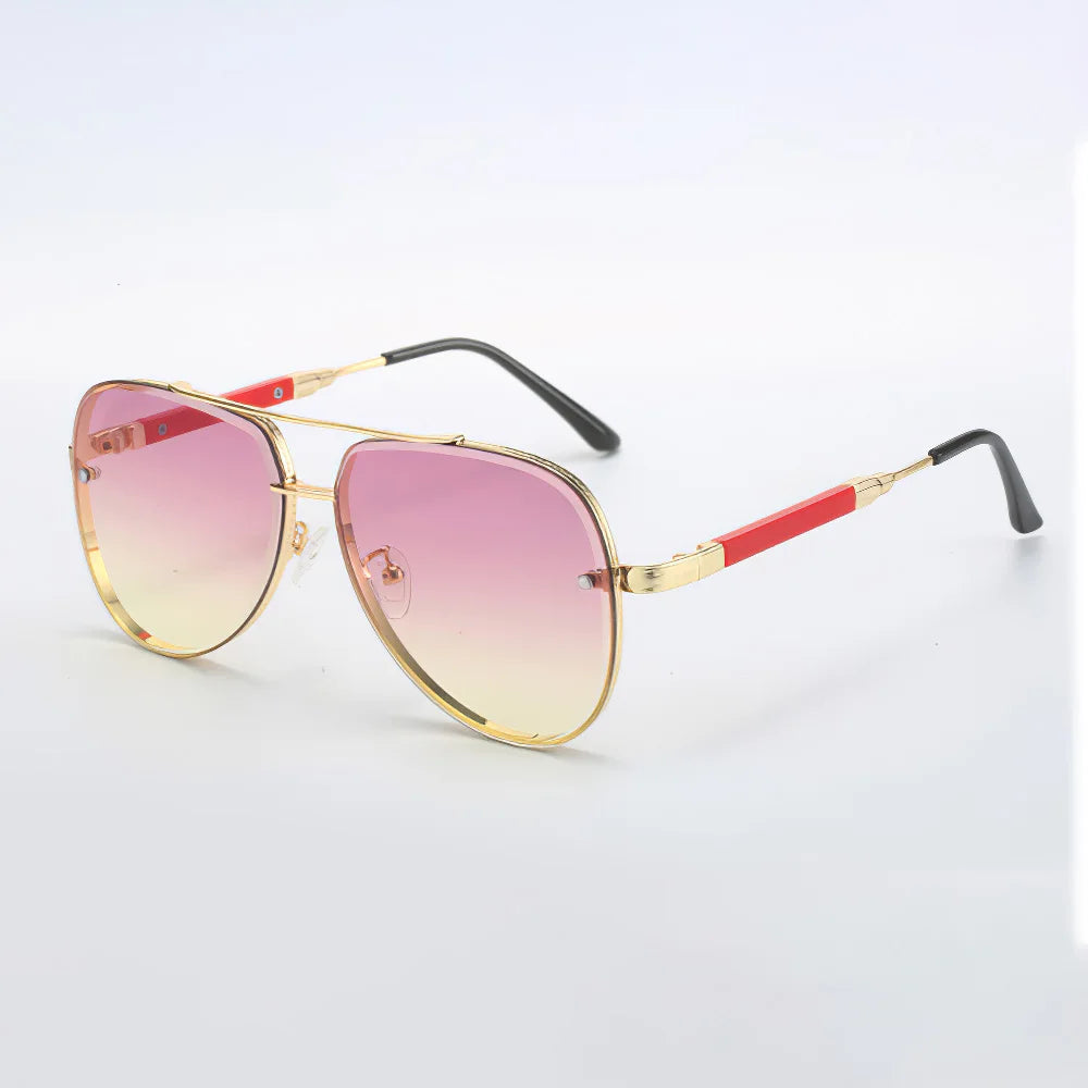 Gold-Trim Square Sunglasses