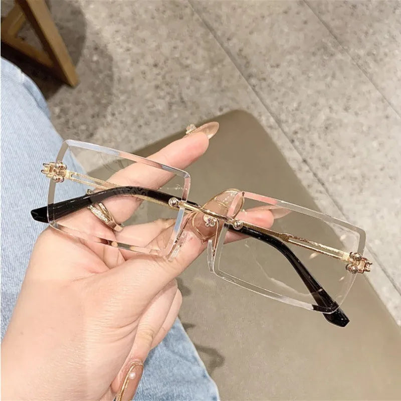 Rimless Gradient Rectangle Sunglasses