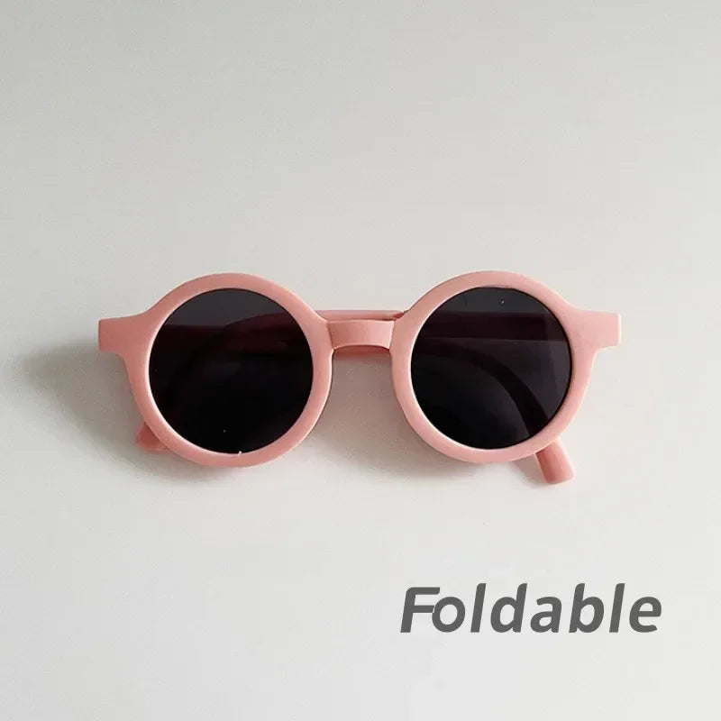 Foldable Kids’ Oval UV400 Sunglasses-Pink