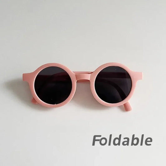 Foldable Kids’ Oval UV400 Sunglasses-Pink