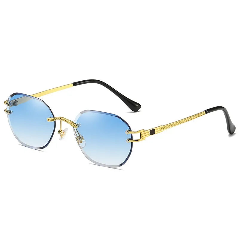 Blue Rimless Square Sunglasses
