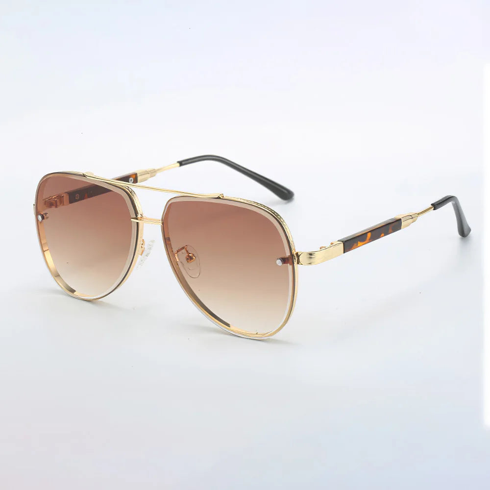 Gold-Trim Square Sunglasses