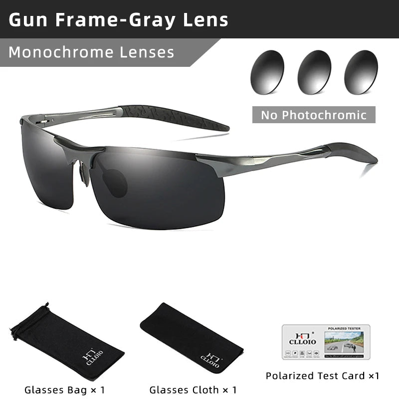 CLLOIO Aluminum-Magnesium Photochromic UV400 Driving Sunglasses