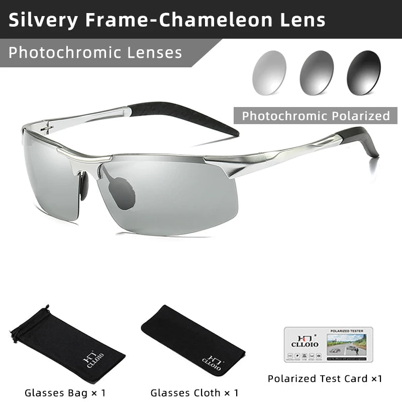 CLLOIO Aluminum-Magnesium Photochromic UV400 Driving Sunglasses