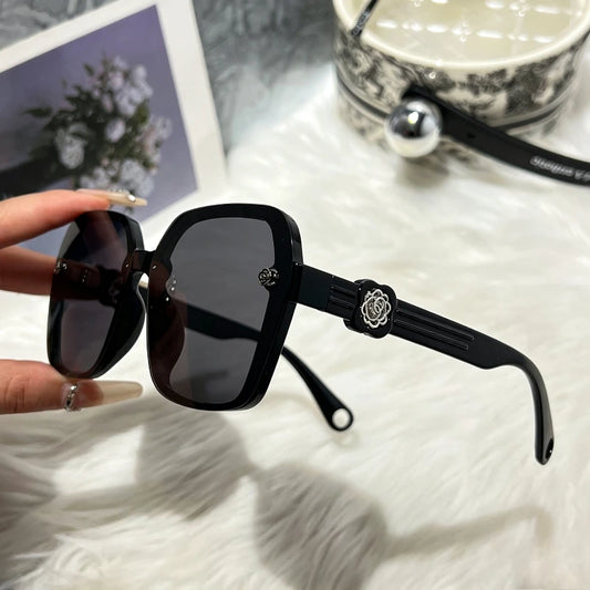 Oversized Square Sunglasses with Floral Detail