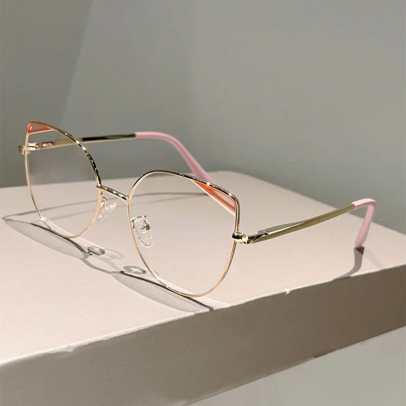 Oversized Metal-Rim Cat-Eye Glasses