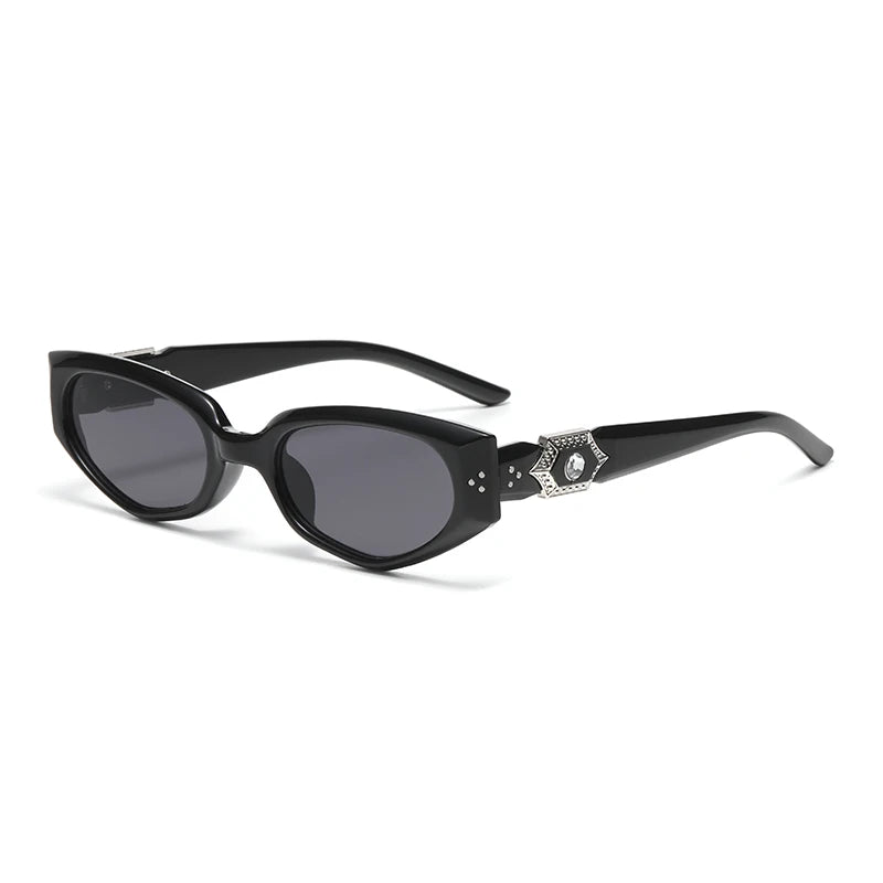 Diamond-Detail Slim Cat-Eye Sunglasses