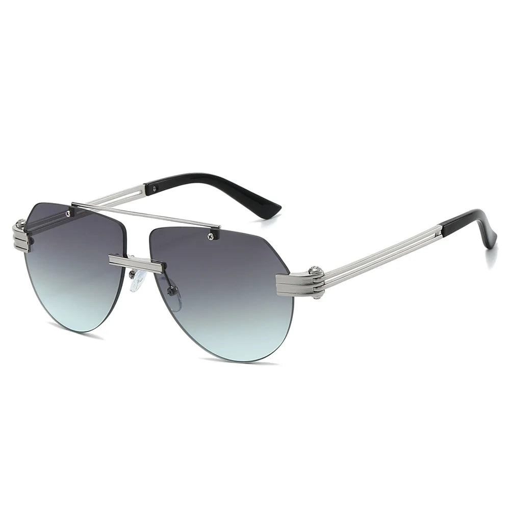 Rimless Double-Bridge Pilot Sunglasses