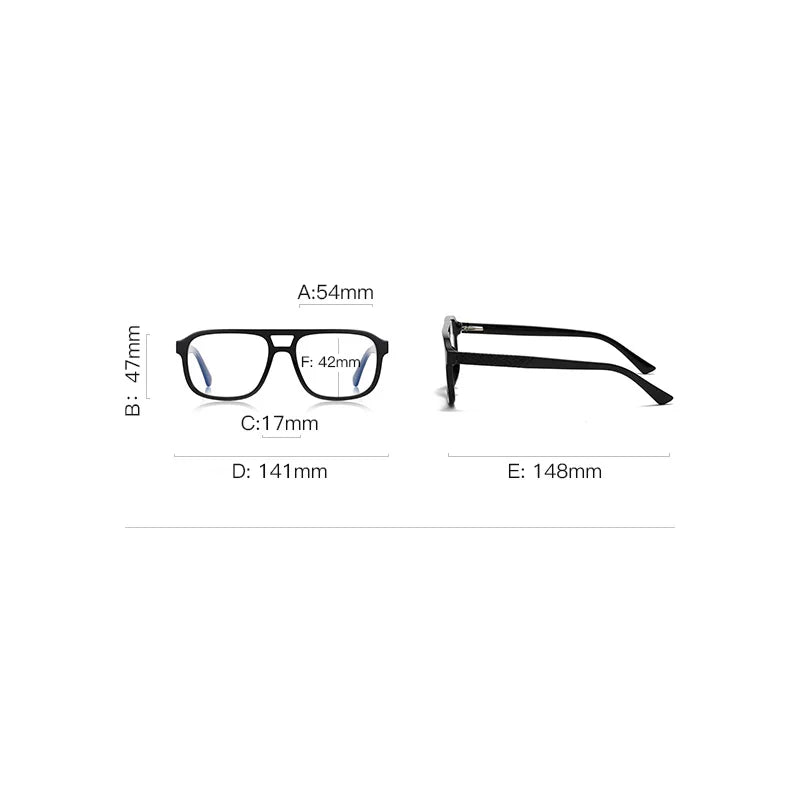 Men’s Classic Square Full-Rim Glasses-Brown