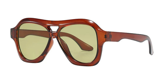 Oversized Double-Bridge Pilot Sunglasses