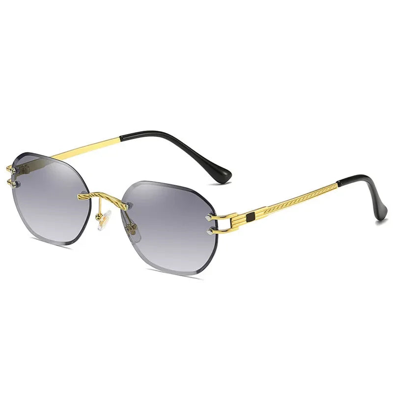 Blue Rimless Square Sunglasses