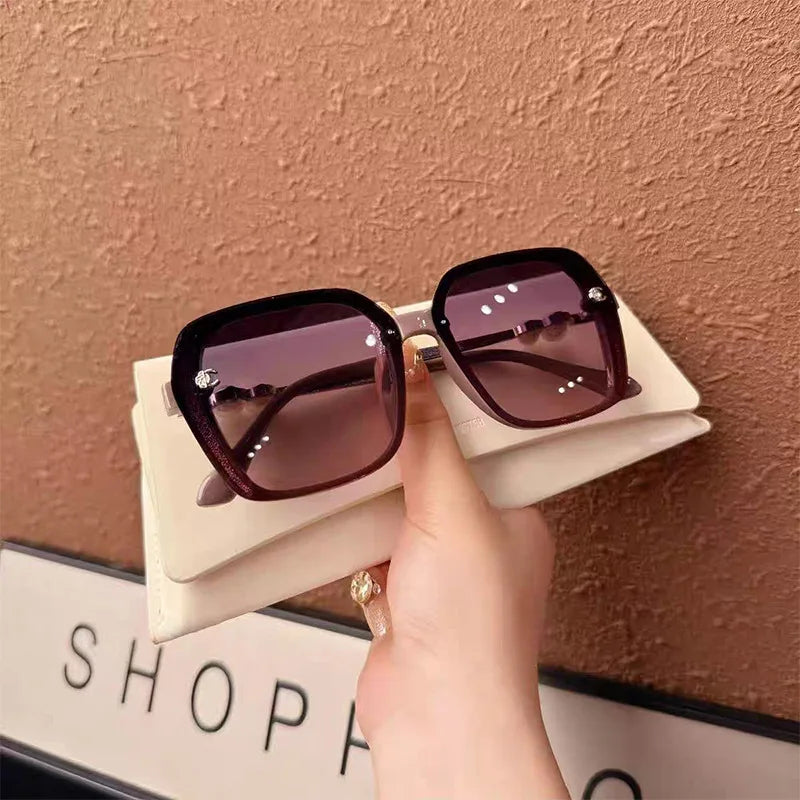 Oversized Square Sunglasses with Pearl Detail