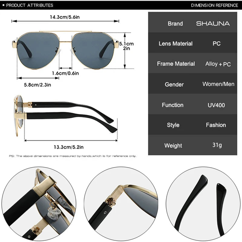 Retro Double-Bridge Pilot Sunglasses