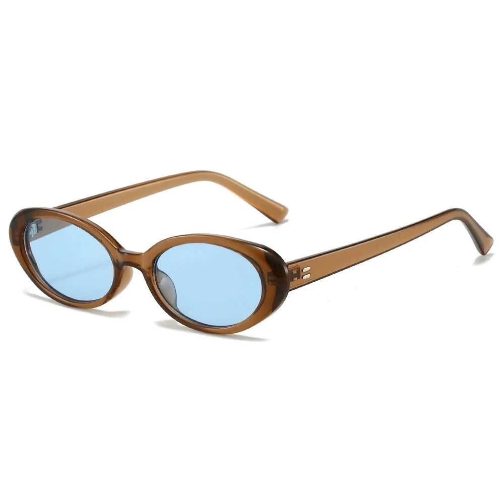 Small Retro Oval Cat-Eye Sunglasses