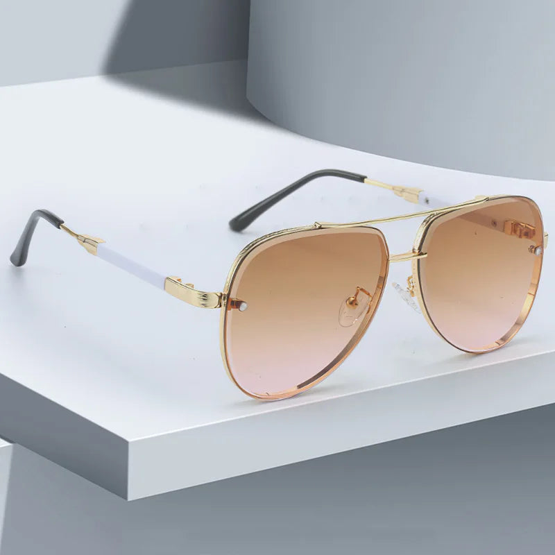 Gold-Trim Square Sunglasses
