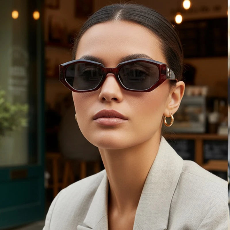 Narrow Polygon Cat-Eye Sunglasses