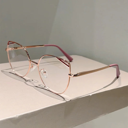 Oversized Metal-Rim Cat-Eye Glasses