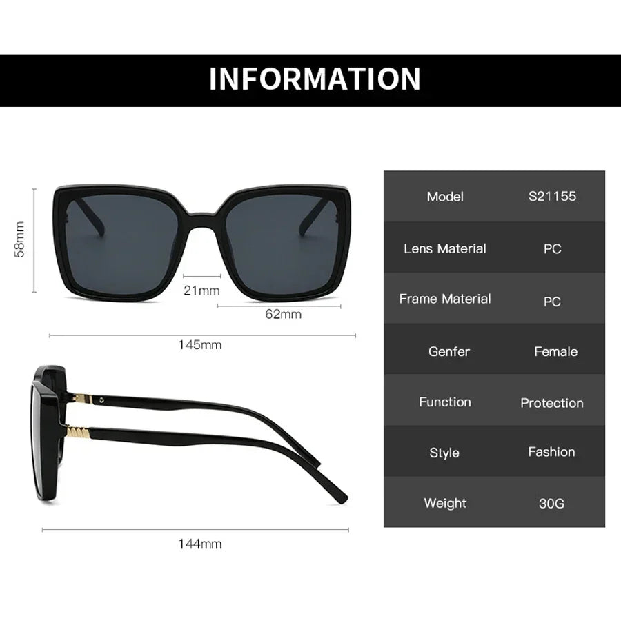 Oversized Square UV400 Sunglasses