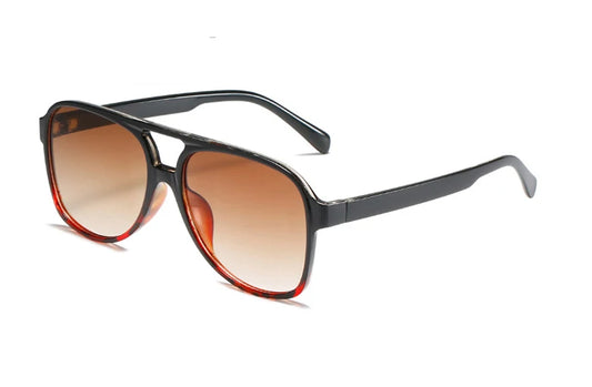 Double-Bridge Acetate Pilot Sunglasses