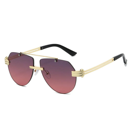 Rimless Double-Bridge Pilot Sunglasses