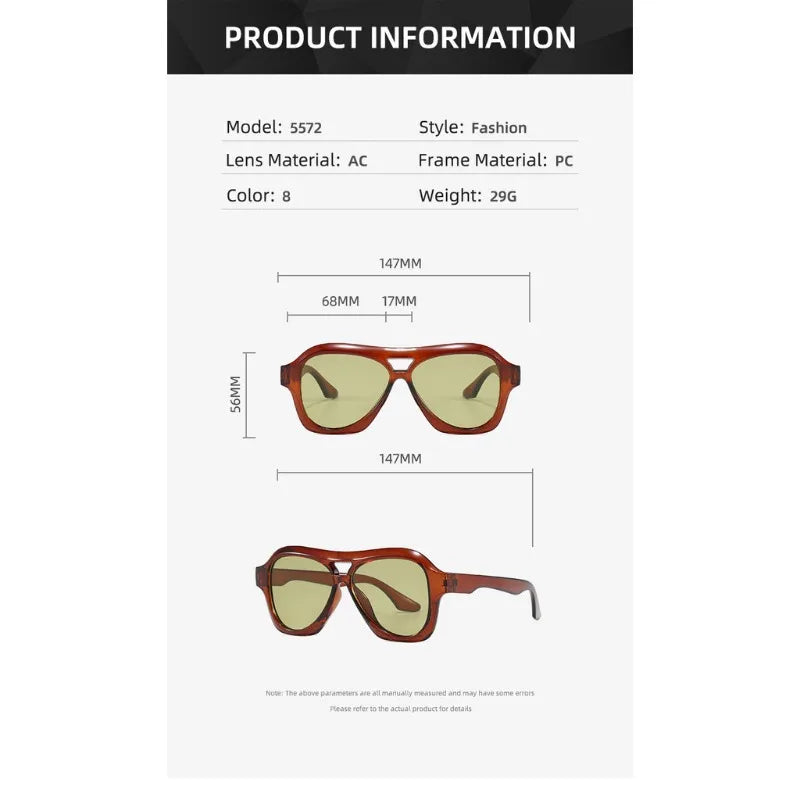 Oversized Double-Bridge Pilot Sunglasses