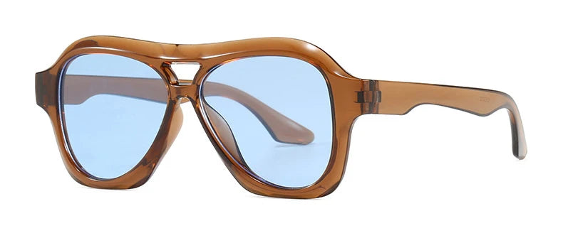 Oversized Double-Bridge Pilot Sunglasses
