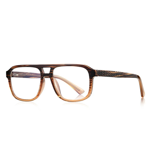 Men’s Classic Square Full-Rim Glasses-Brown