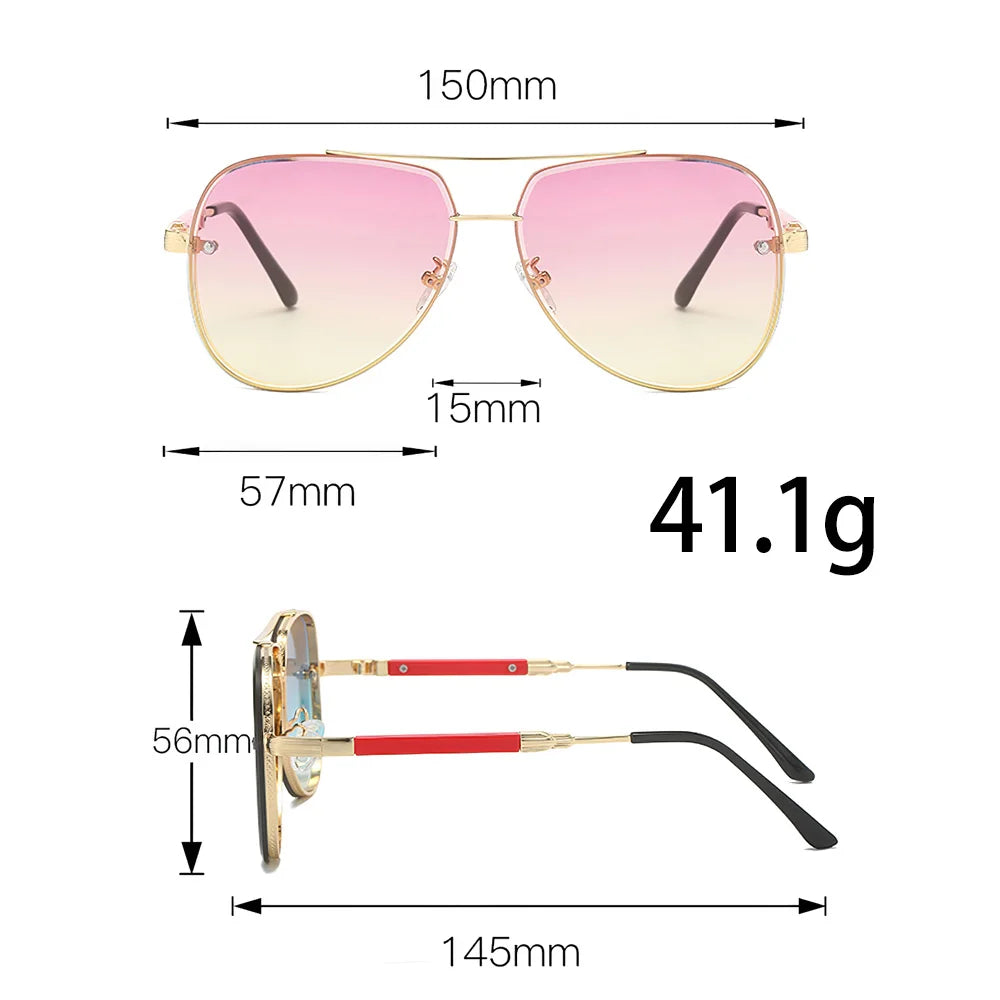 Gold-Trim Square Sunglasses