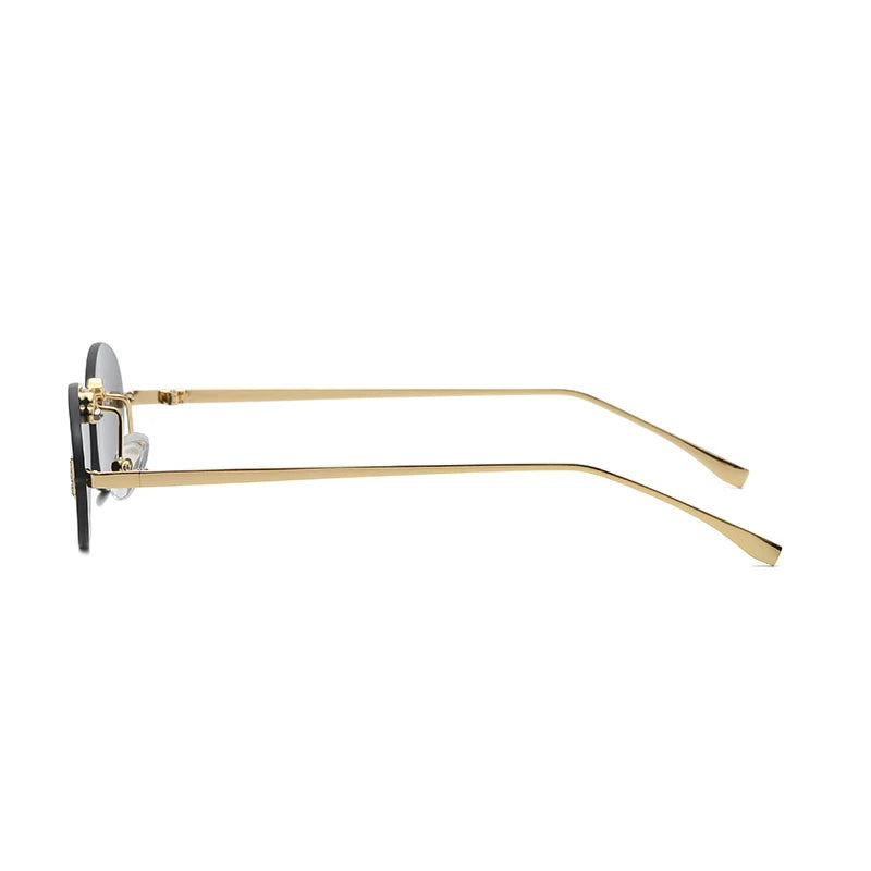 Diamond-Detail Rimless Oval Sunglasses