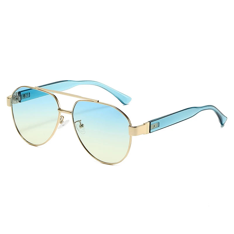 Retro Double-Bridge Pilot Sunglasses