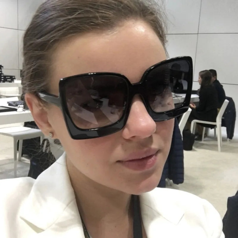 Big Frame Oversized Square Sunglasses-White