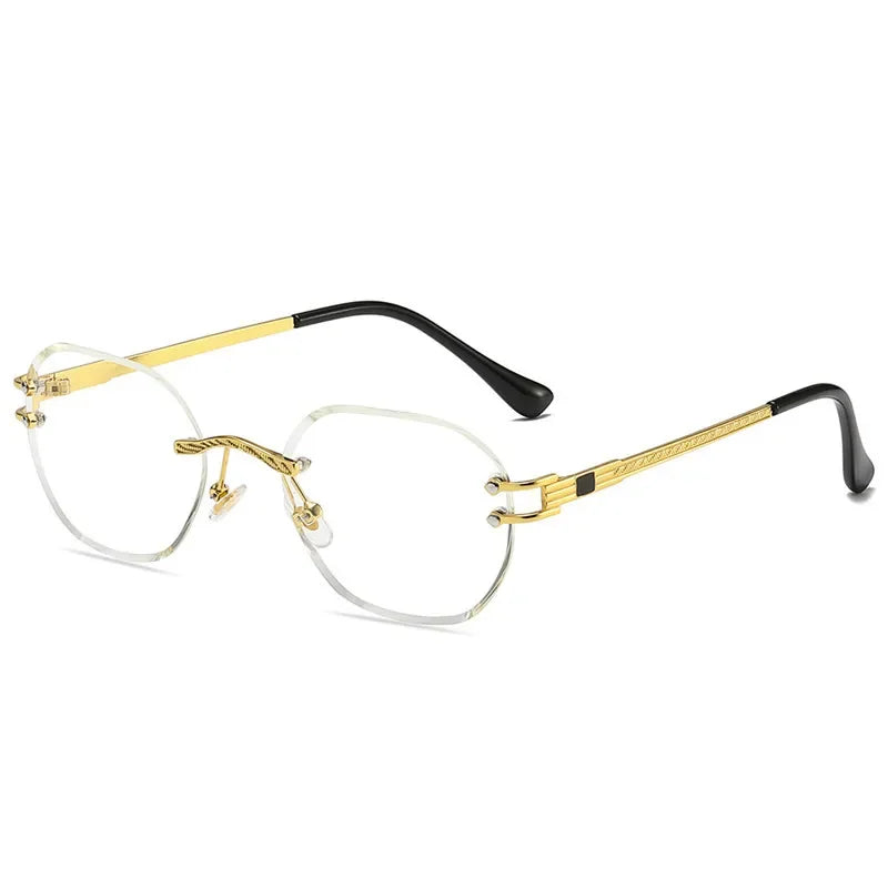 Blue Rimless Square Sunglasses