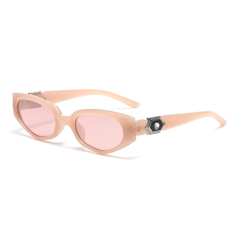 Diamond-Detail Slim Cat-Eye Sunglasses