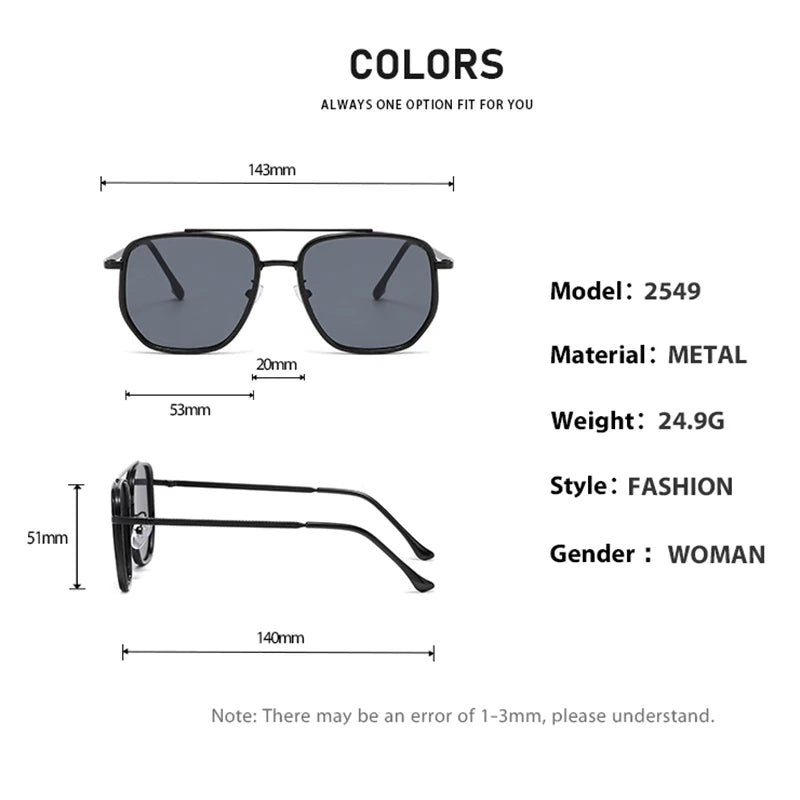 Retro Double-Bar Square Sunglasses