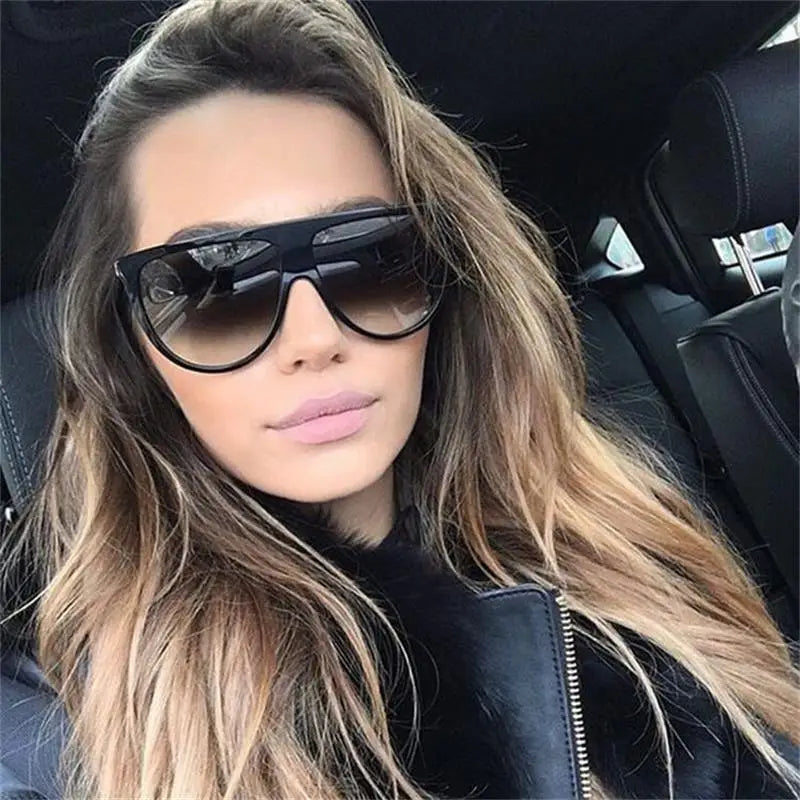 Oversized Flat-Top Shield Sunglasses