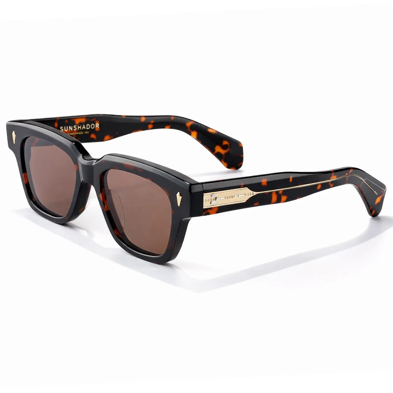 Handmade Acetate Square UV400 Sunglasses-Leopard/Blue