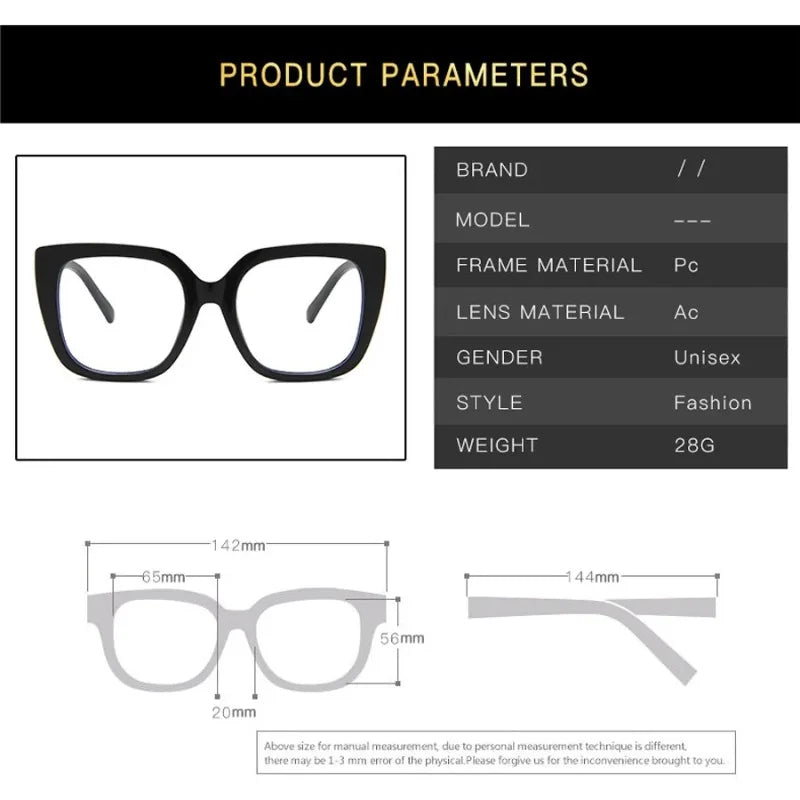 Oversized Vintage Cat-Eye Blue Light Glasses