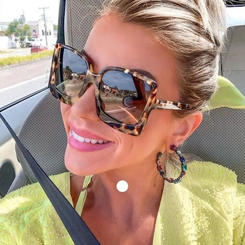 Big Frame Oversized Square Sunglasses-Tea
