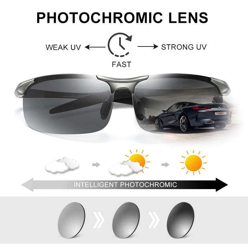 CLLOIO Aluminum-Magnesium Photochromic UV400 Driving Sunglasses